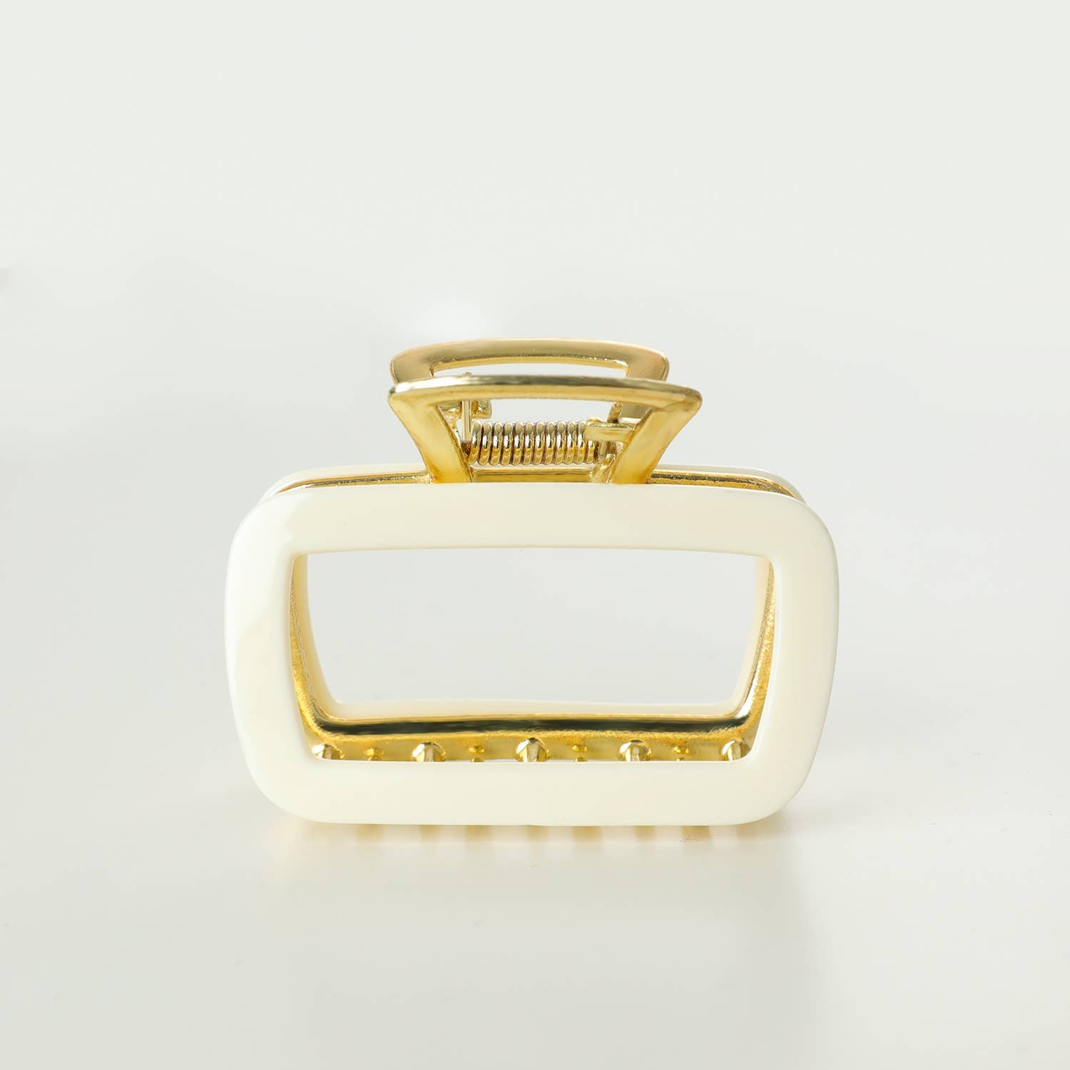 Eco-Friendly Metal Hollow Rectangle Claw Clip | Harlow - White Peony Organics
