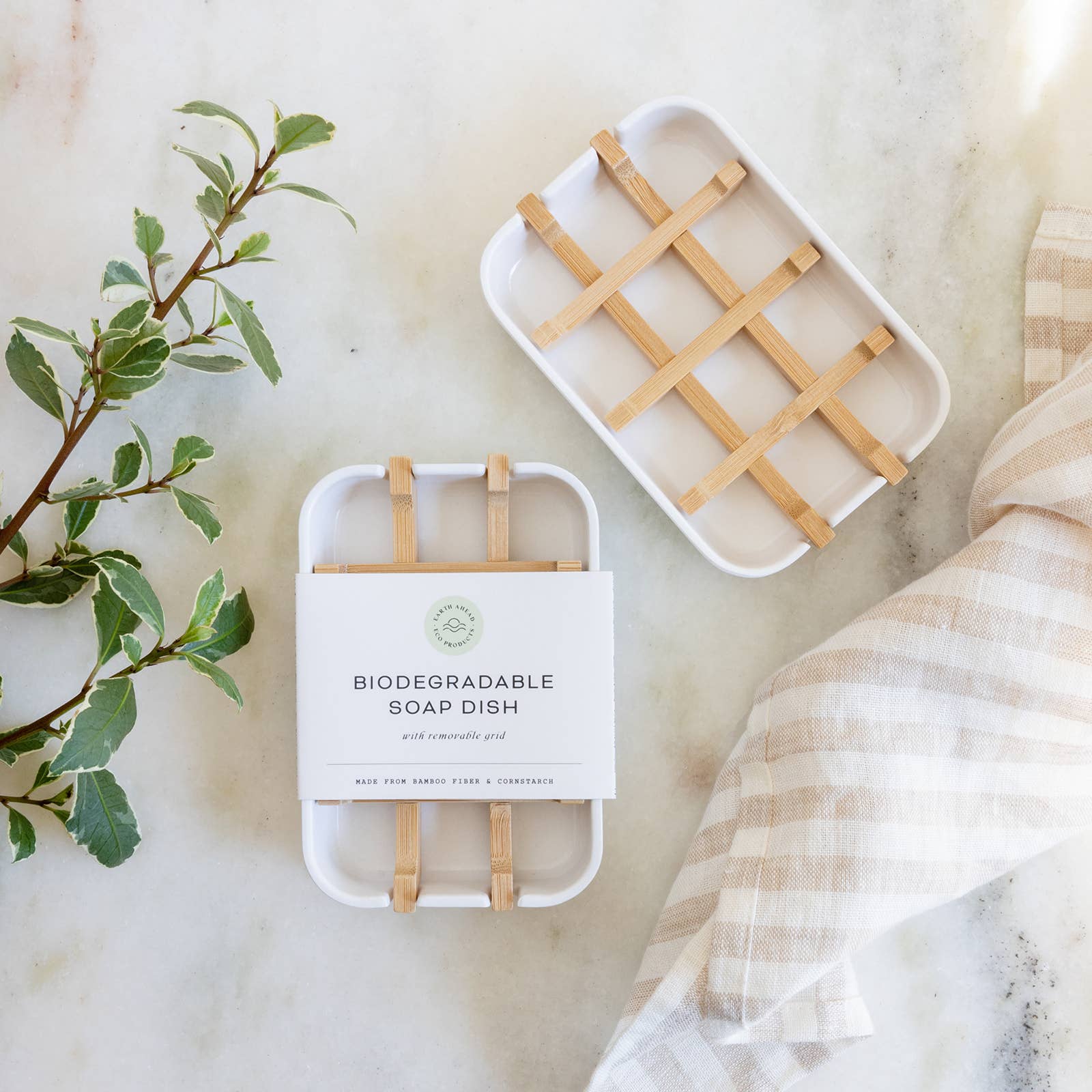 Biodegradable Soap Dish Tray | White - White Peony Organics