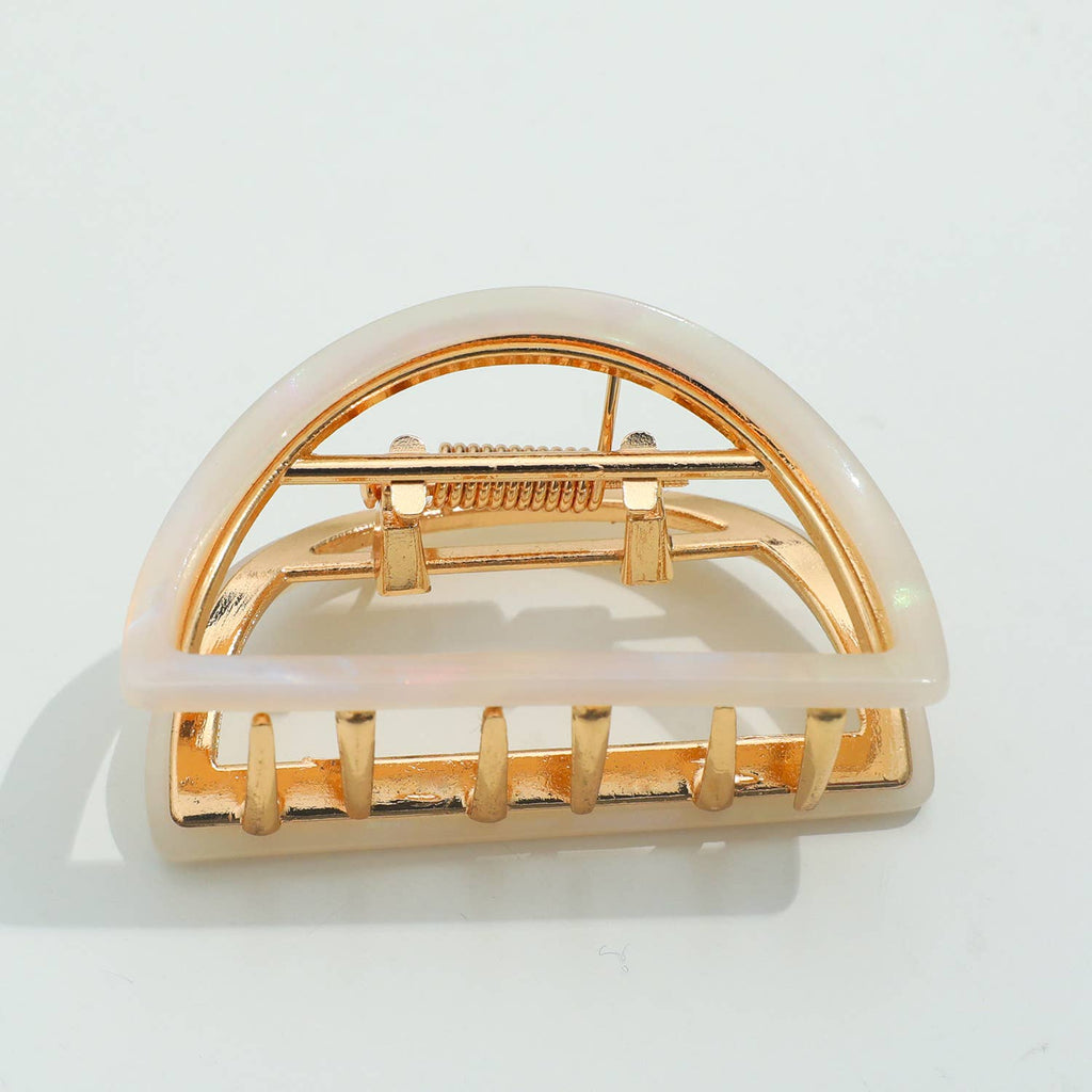 Mini Half Moon Metal Claw Clip | Rosalie - White Peony Organics
