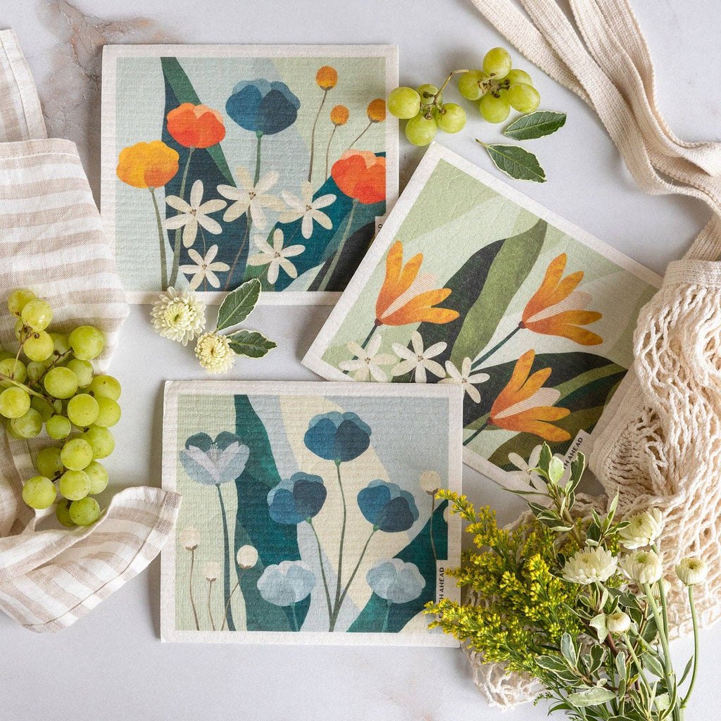 Swedish Dishcloth | Happy Lilies - White Peony Organics