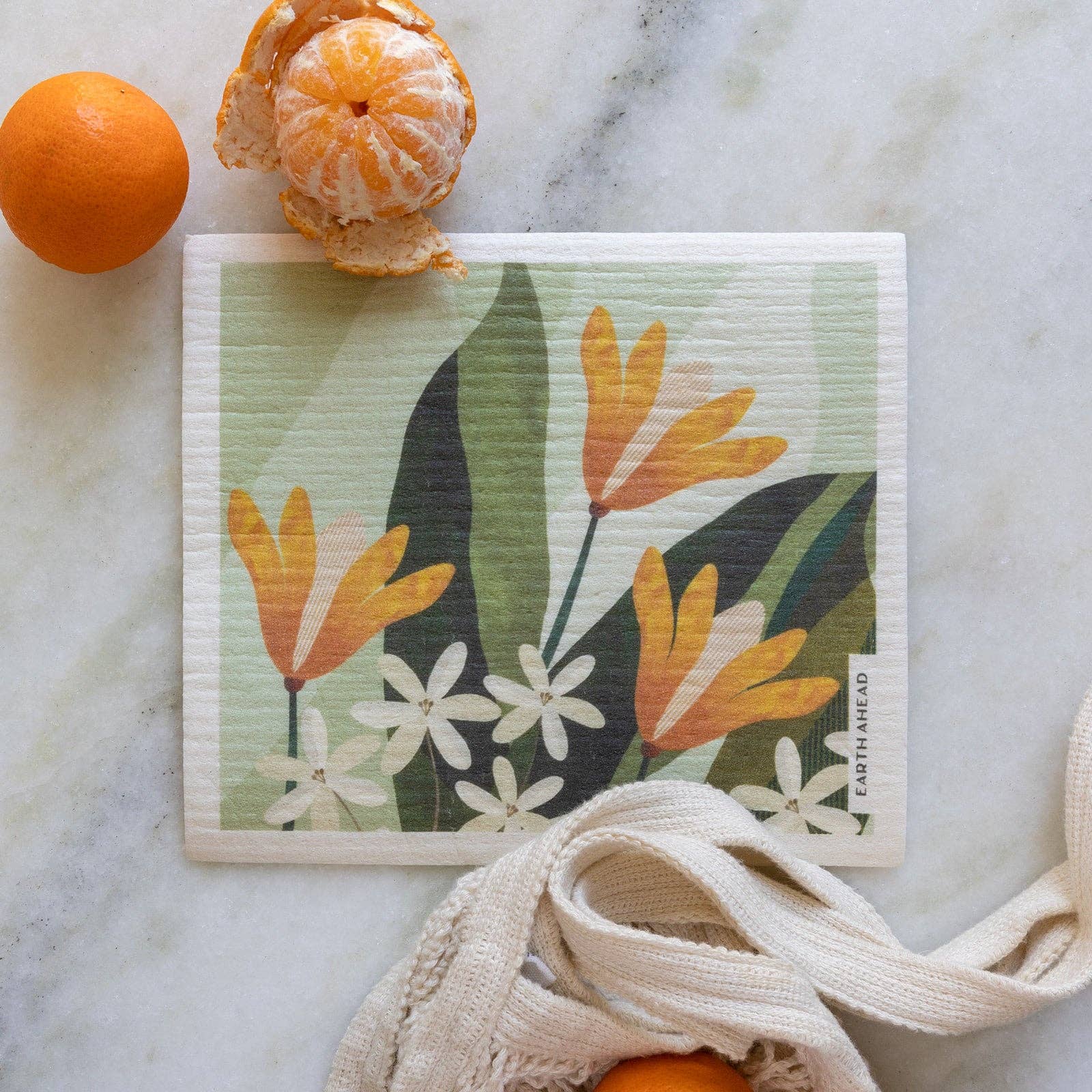 Swedish Dishcloth | Happy Lilies - White Peony Organics