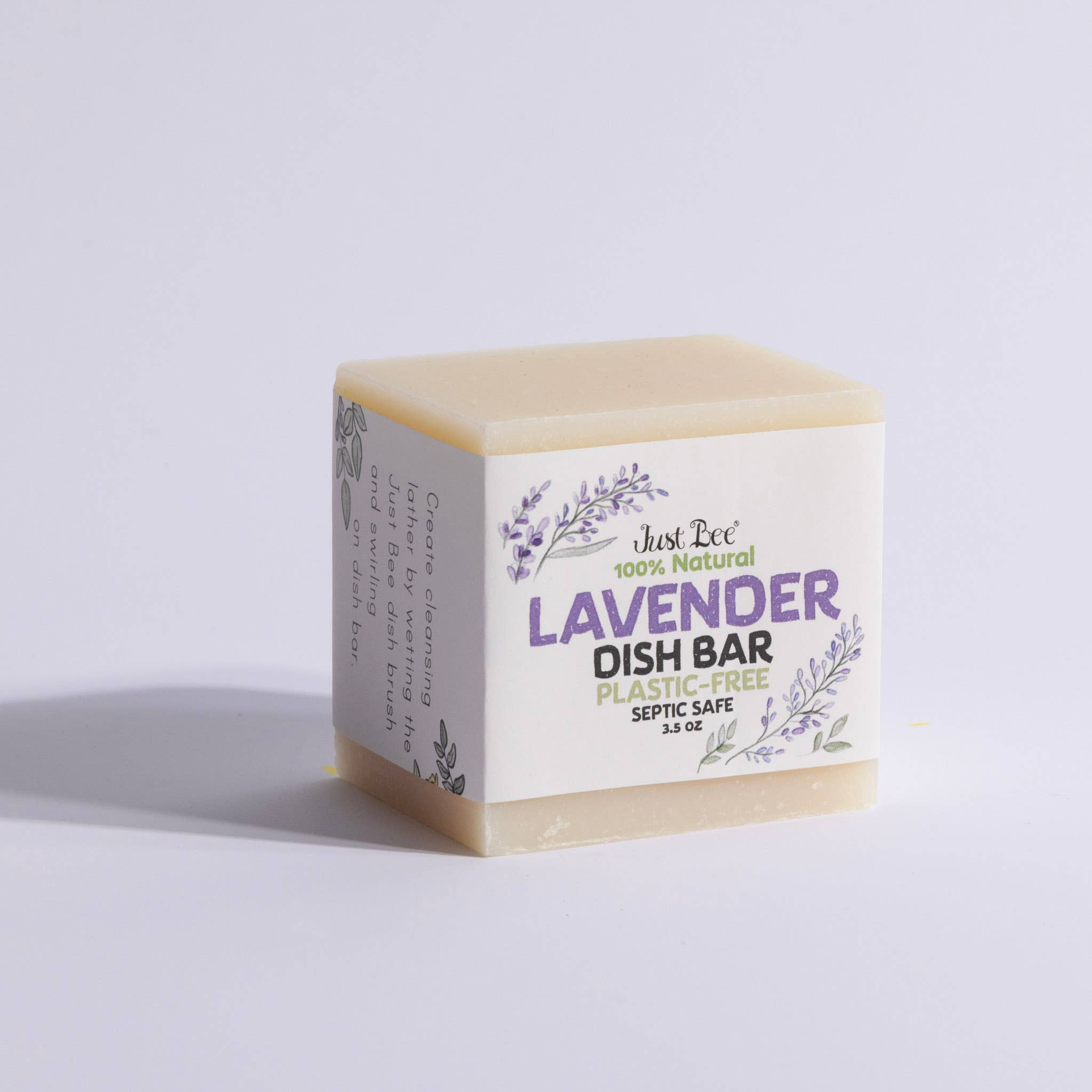 Lavender Dish Bar | Plastic Free by Just Bee - White Peony Organics