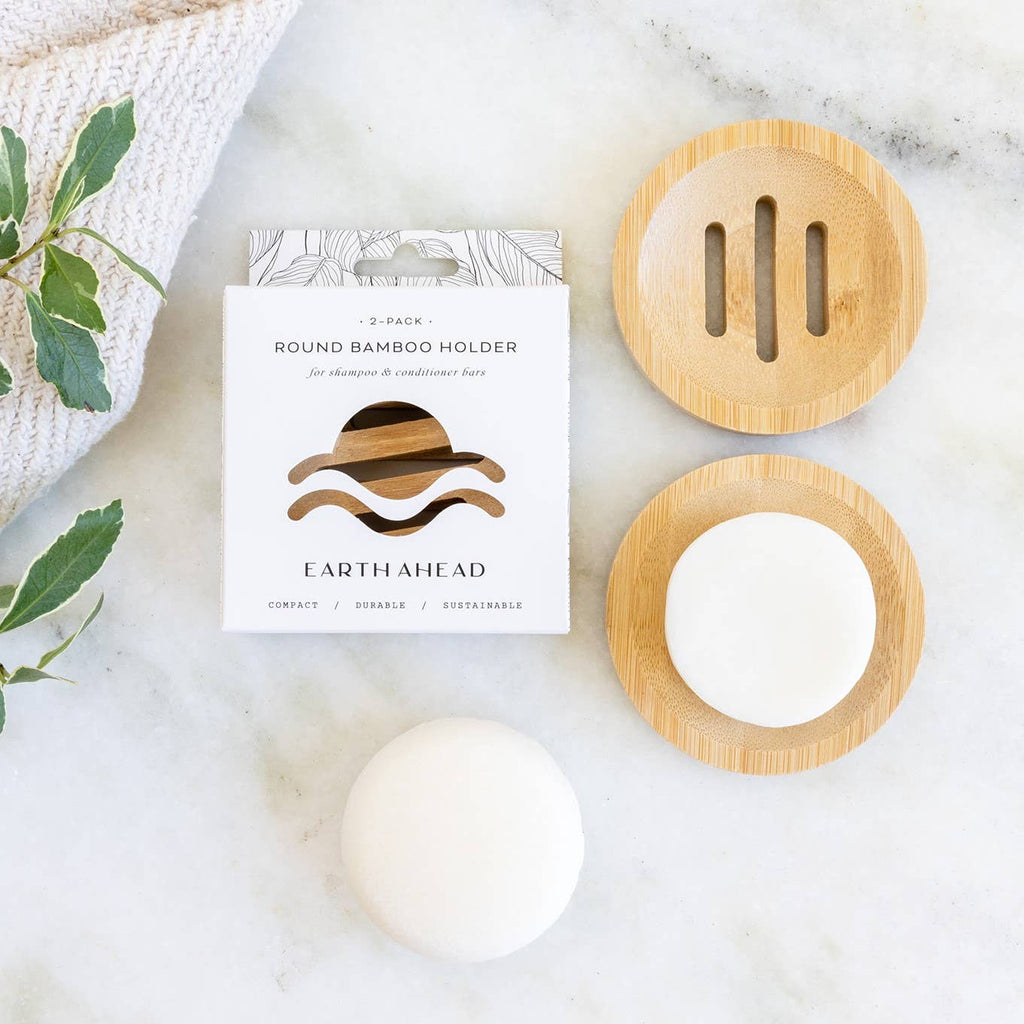 Round Bamboo Shampoo & Conditioner Bar Holder | 2-pack - White Peony Organics