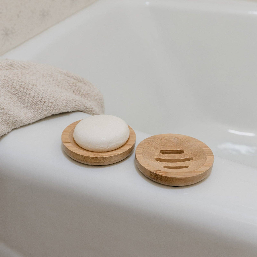 Round Bamboo Shampoo & Conditioner Bar Holder | 2-pack - White Peony Organics